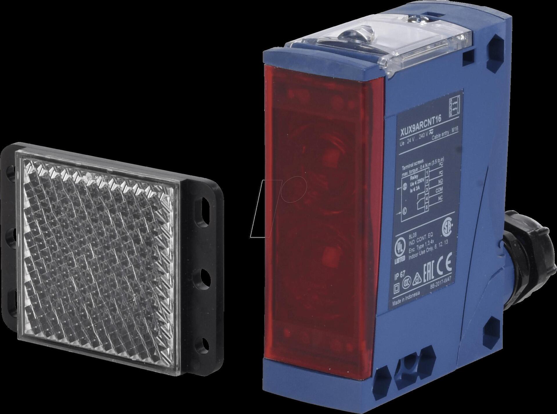 APC Schneider 1 Stück - Schneider Electric Reflex.-Lichtschranke Set 50x50mm 24-240VAC/D / 649975 (XUX9ARCNT16S49)