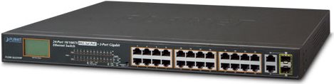 PLANET FGSW-2622VHP - Unmanaged Switch - 24 x 10/100 (PoE+) + 2 x Combo Gigabit SFP - Rack Mountable - PoE+ (FGSW-2622VHP)