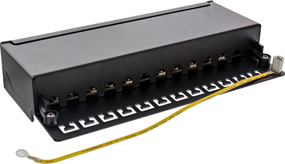 InLine Patch Panel - Table Mountable, CAT 6a - RJ-45 x 12 - Black (RAL 9005) - Model 76809A
