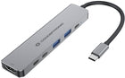 Conceptronic - 6-in-1 Dock - USB-C to HDMI, 2x USB-A, 3x USB-C - 25 cm - Grey (DONN33G) 2xUSB-A 3xUSB-C