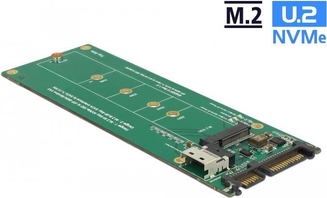 DeLOCK Converter - U.2 SFF-8654 or SATA to 1 x M.2 Key M Slot - 38-pin SFF-8654 4i socket (for PCIe SSDs) - SATA 6 Gb/s 22-pin plug (for SATA SSDs) - 67-pin M.2 Key M Slot (63953)