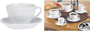 Esmeyer BISTRO Milk Coffee Cups, Set of 6, White Porcelain, Round Handle, Height: 76 mm (433-254)