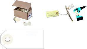 Luggage Tags with Wire, Neutral - Cardboard Bulk Packs with Hole Reinforcement Rings