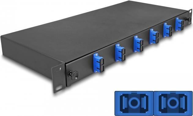 Delock 19? LWL Spleißbox 6 x SC Duplex OS2 1HE spleißfertig komplett bestückt (67000)