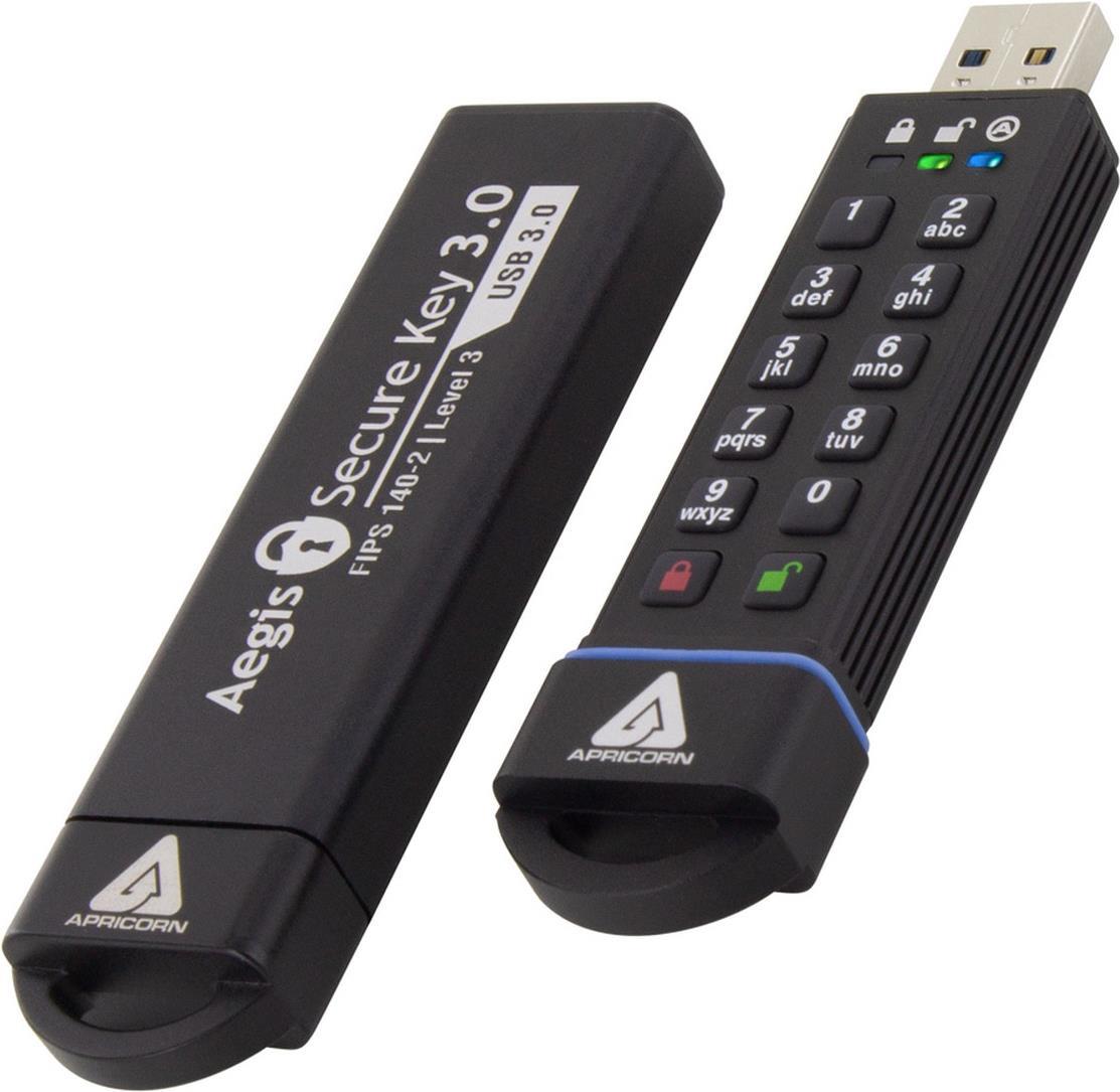 Apricot Aegis Secure Key 3.0 - USB Flash Drive - Encrypted - 16 GB - USB 3.0 - FIPS 140-2 Level 3