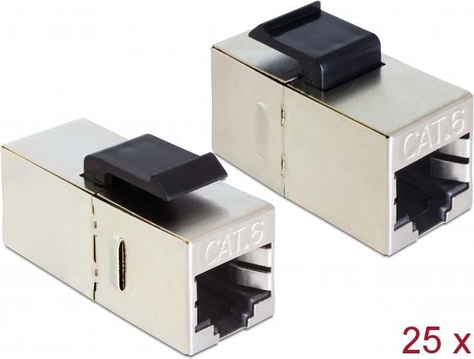DeLOCK Keystone Module RJ45 jack > RJ45 jack Cat.6 compact - Modulare Eingabe - RJ-45 - Schwarz (Packung mit 25) (86626)
