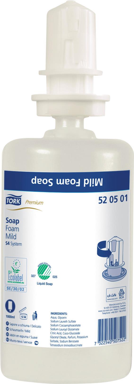 TORK Mild 520501 Foaming Soap - 1 L - Pack of 6 (520501)