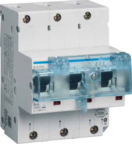 Hager SLS Switch 3P Cs-63A DIN Rail HTN363C