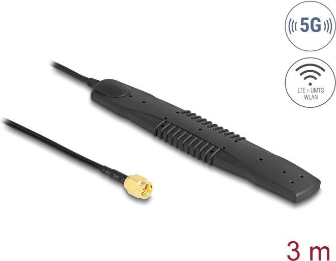 Delock 5 G LTE WLAN Antenna 2.5 dBi Omnidirectional SMA Connector Black Adhesive Mounting (90101)