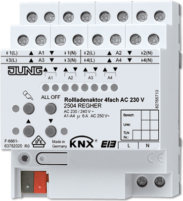 Jung KNX Roller Shutter Actuator 4-fold AC 230V 2504 REGHER (2504REGHER)