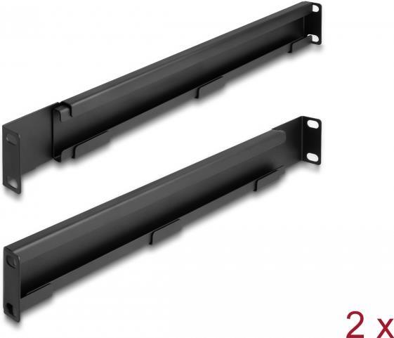 Delock - Rack Bracket - Adjustable Length 368-600 mm - Black - 1U (Pack of 2)