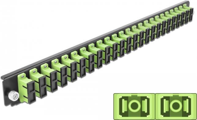DeLOCK Rack Mounting Plate for Fiber Optic Splice Box - Front - SC MM X 24 - Light Green - 1U - 48.3 cm