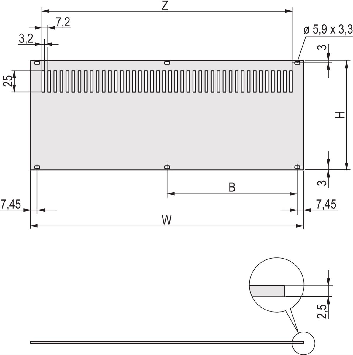 SCHROFF Perforated Back Panel 3U 63TE