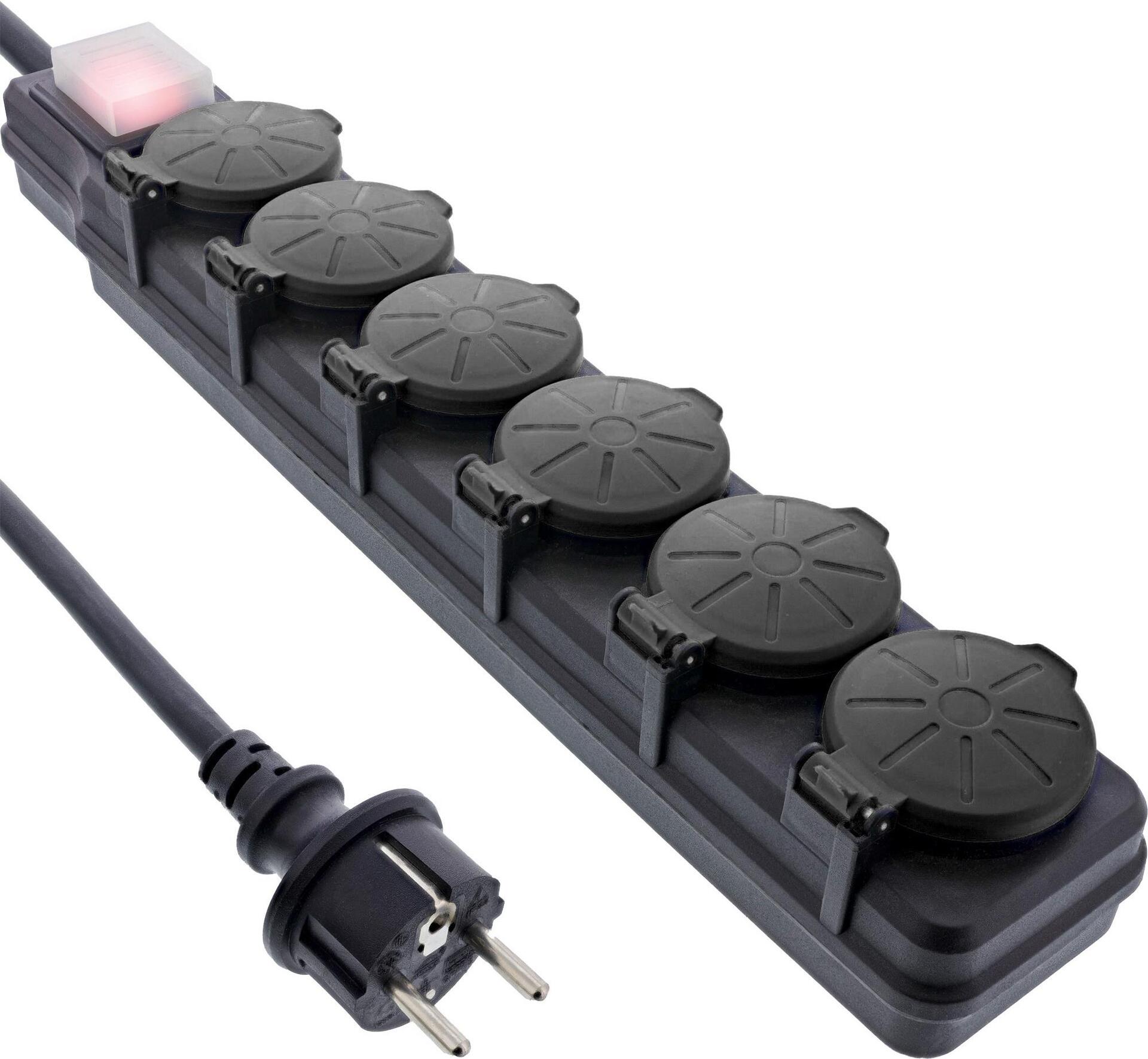 InLine® Outdoor Power Strip - 6-way - IP44 - 10 m 16496Q