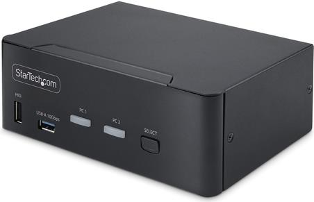 StarTech.com 2-Port Dual-Monitor DisplayPort KVM Switch - 8K 60Hz/ 4K 144Hz, DP 1.4, 2x USB 10Gbps, 4x USB HID, Hotkey Switching, TAA Compliant (P2CDD143-KVM-SWITCH)