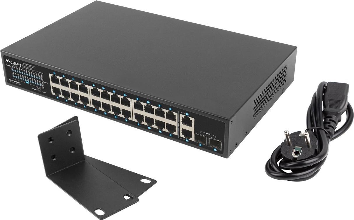Lanberg Switch 24X 1GB DSP+/2X GB 2X SFP Rack 19" Gigabit Et (RSGE-24P-2GE-2S-360)