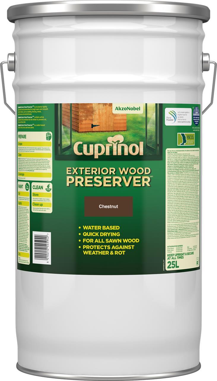 Cuprinol Exterior Wood Preserver (BP) Exterior Wood Preserver (BP) - Auf Wasserbasis - 25 l - Chestnut - 6 m²/L - 2 h - 6 h (5095364)
