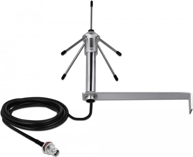 Delock LPWAN Antenna 868 MHz, TNC Connector, 3 dBi Omnidirectional, 3 m RG-58 C/U Cable, Wall Mount, Outdoor, Silver (12564)