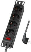 LogiLink 25.40 cm (10") Power Strip, 4-Socket, with Switch, Black, Model PDU4B01
