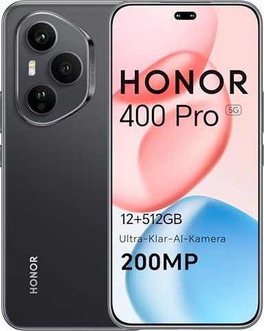 HONOR 400 Pro Smartphone - 200MP AI Super Zoom Camera - 5300mAh Battery 200-MP-KI-Superzoom-Kamera 200-MP-KI-Hauptkamera 50-MP-Telekamera 12-MP-Ultraweitwinkelkamera