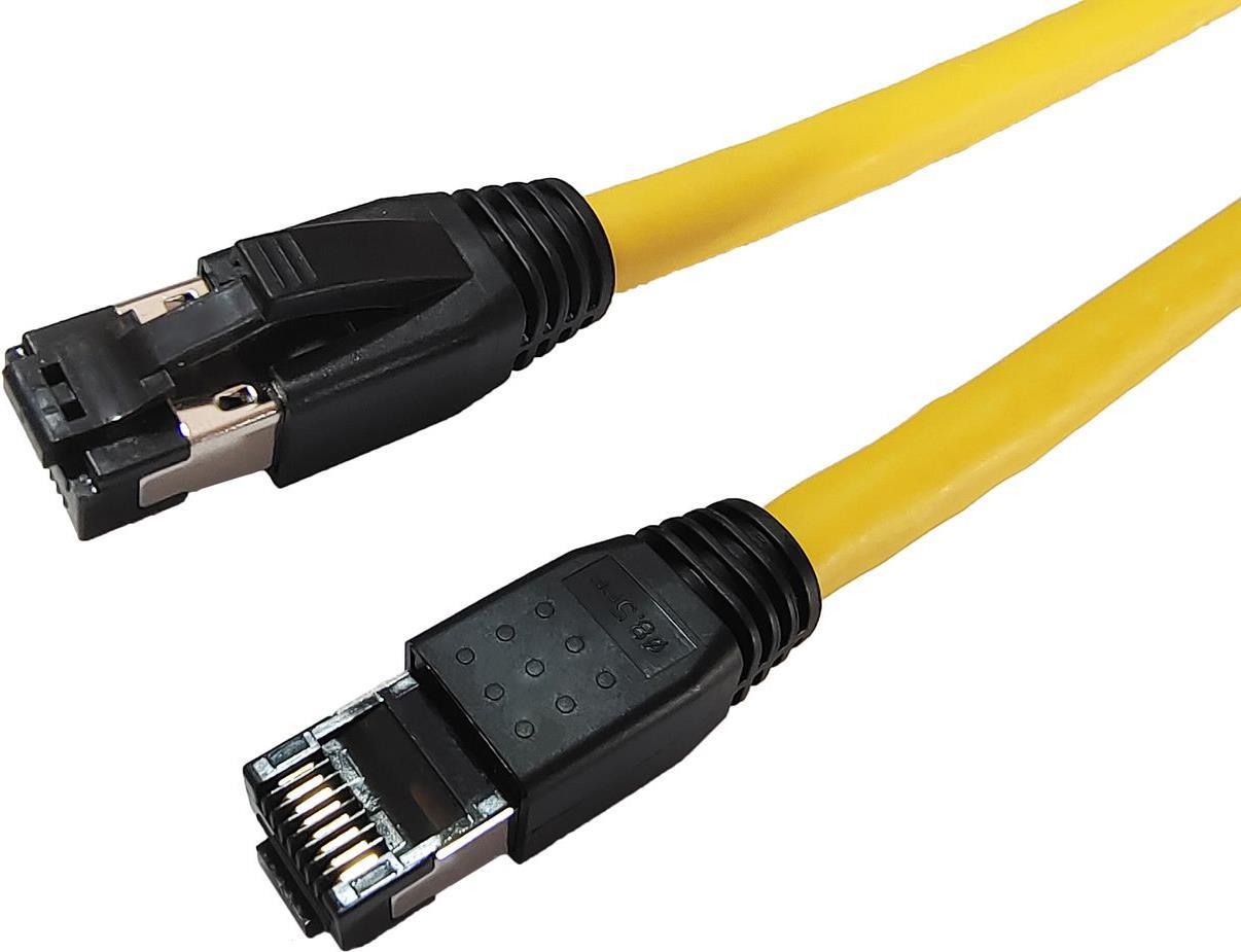 MicroConnect - Patch-Kabel - RJ-45 (M) zu RJ-45 (M) - 10,0m - S/FTP - CAT 8,1 - halogenfrei, ohne Haken - Gelb (MC-SFTP8010Y)