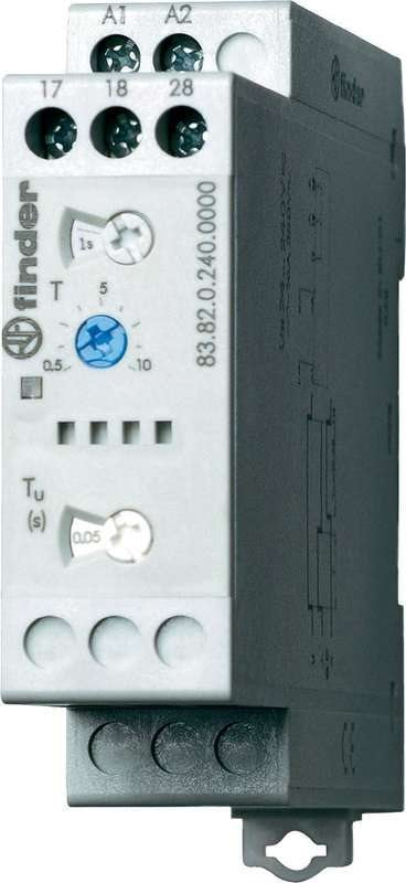 Finder Multifunction Timer Relay for DIN Rail, Series 83 83.82.0.240.0000 24 - 240 V DC/AC 2 Switches 16 A 250 V/AC