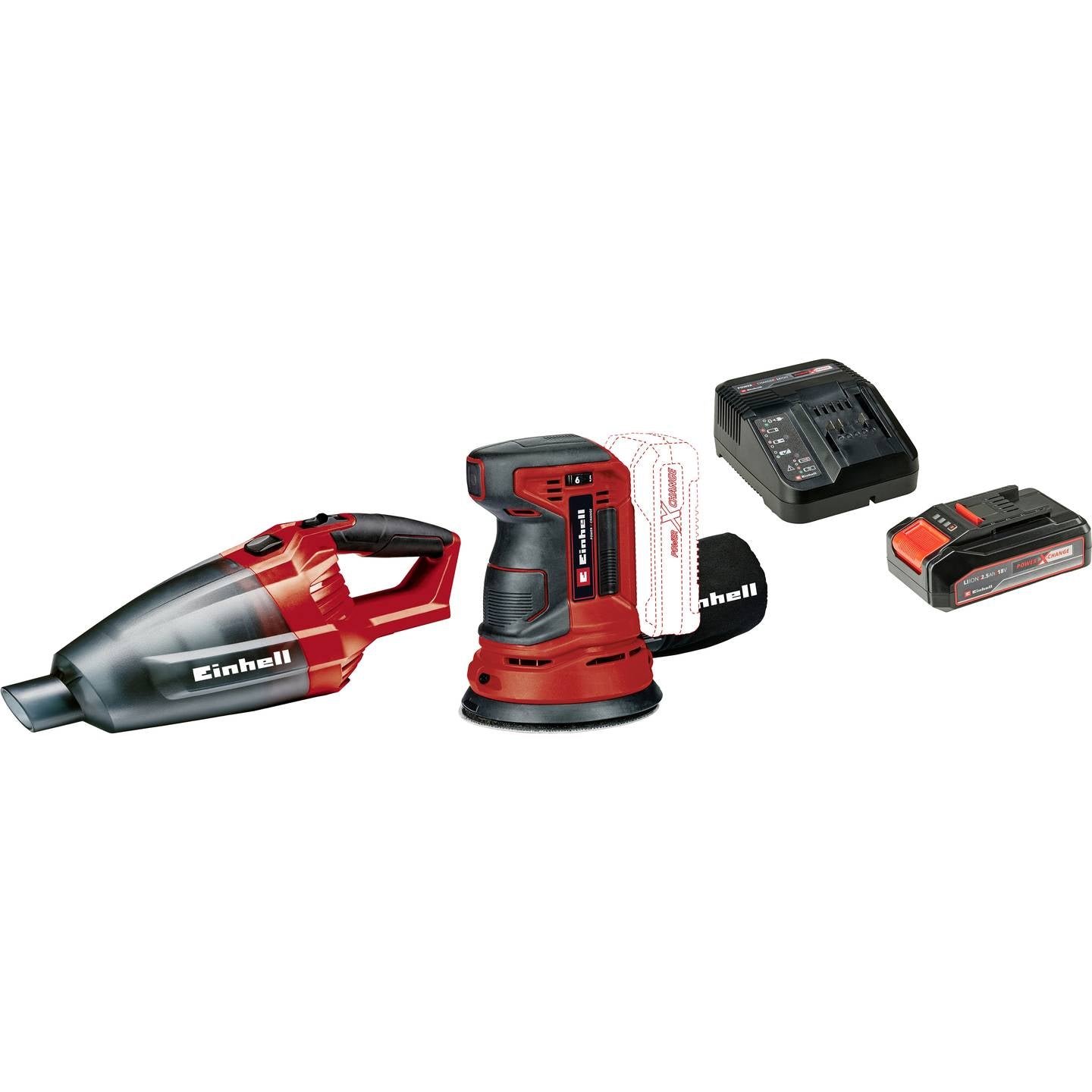 Einhell Cordless Random Orbital Sander Starter Set - 18 V Ø 125 mm