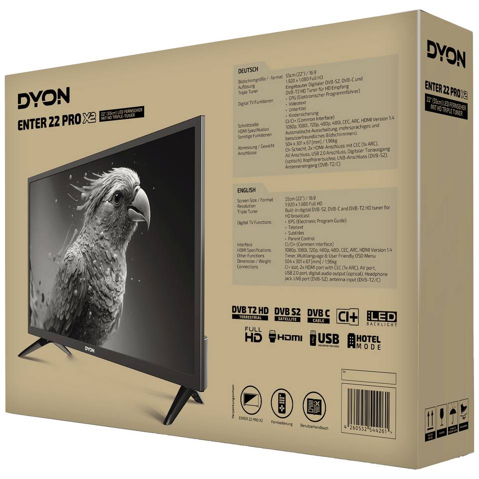 DYON Enter 22 Pro X2 - 22-inch Full HD LED TV - 56 cm - Black