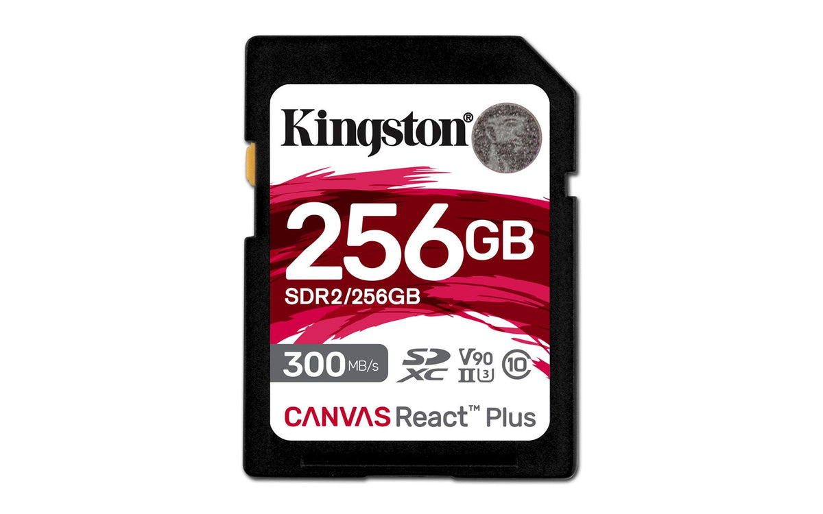 Kingston Canvas React Plus - Flash Memory Card - 256GB - Video Class V90/ UHS-II U3/ Class10 - SDXC UHS-II SDR2/256GB