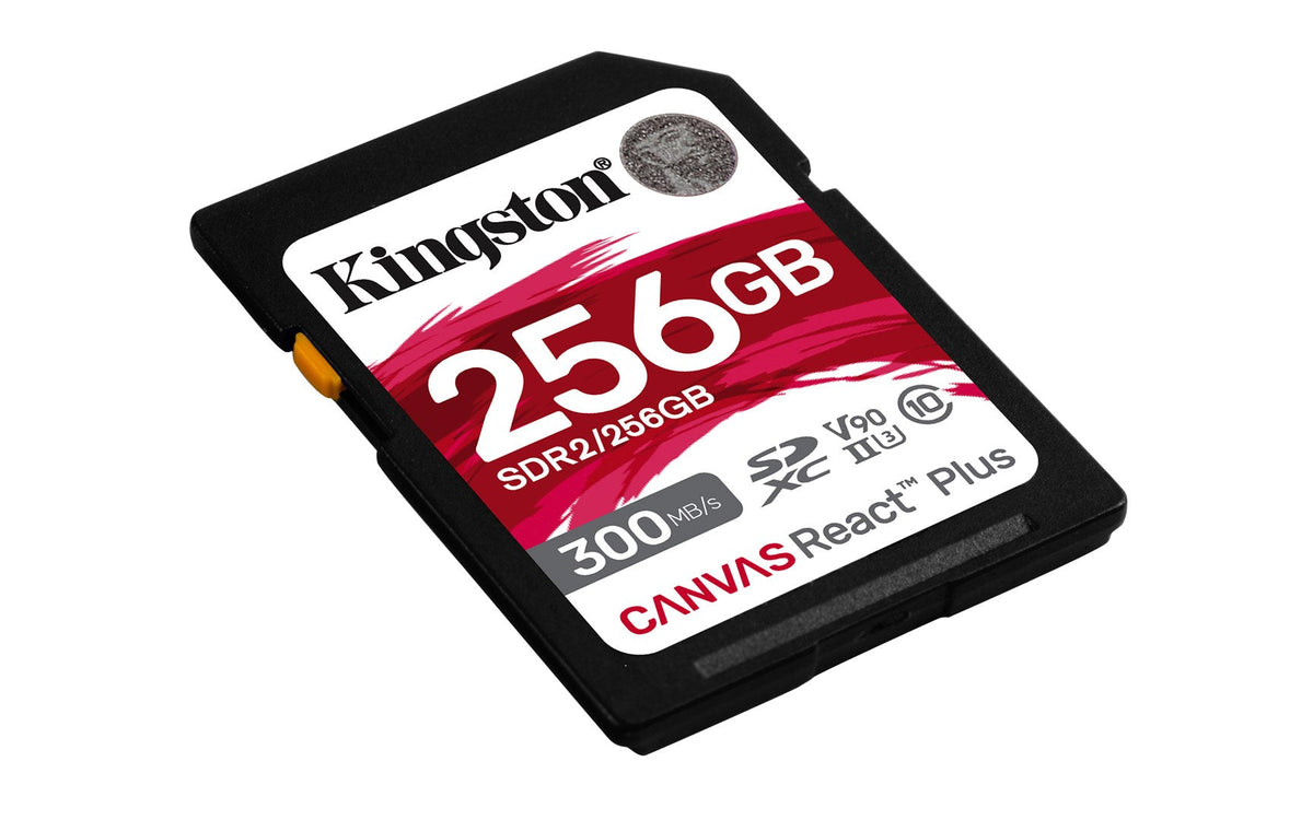 Kingston Canvas React Plus - Flash Memory Card - 256GB - Video Class V90/ UHS-II U3/ Class10 - SDXC UHS-II SDR2/256GB