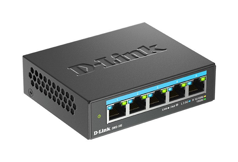 D-Link DMS 105 Unmanaged Switch - 5 x 10/100/1000/2.5 G - Desktop, Wall-Mountable