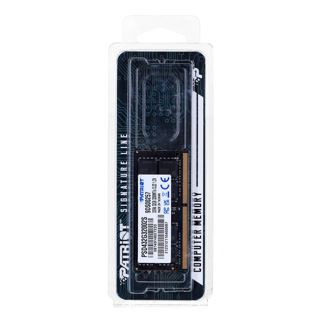 Patriot Signature Line - DDR4 Module - 32 GB - SO DIMM 260-PIN - 1600 MHz - Non-ECC PC4-25600 CL22 PSD432G32002S