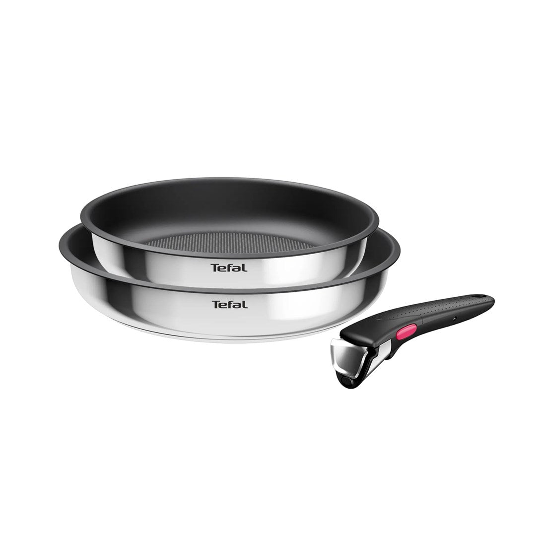 Tefal Ingenio Cook Eat L8813S75 Frying Pan Set of 2 Stainless Steel Non-Stick Silver