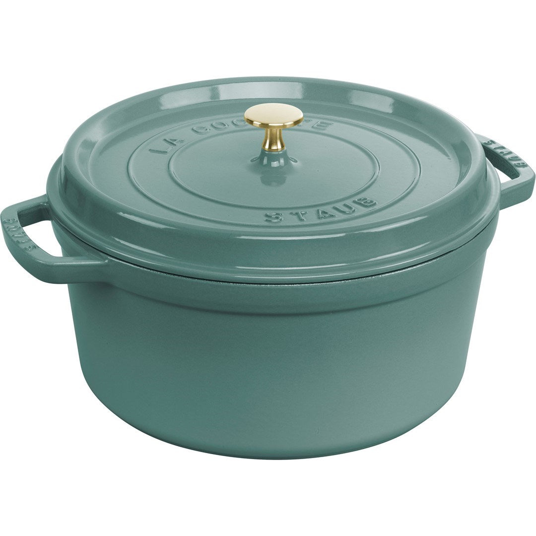 Staub Round Cast Iron Pot 6.7 ltr Eucalyptus