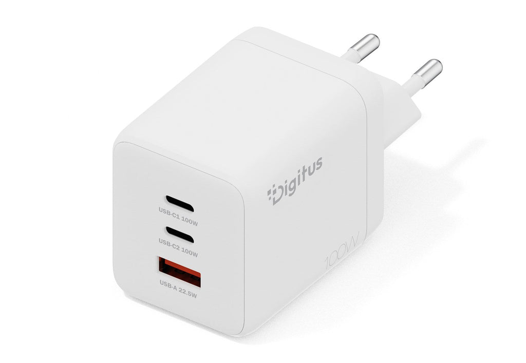 DIGITUS 100W GaN USB Charger - 2x USB-C, 1x USB-A - White (DA-10304)