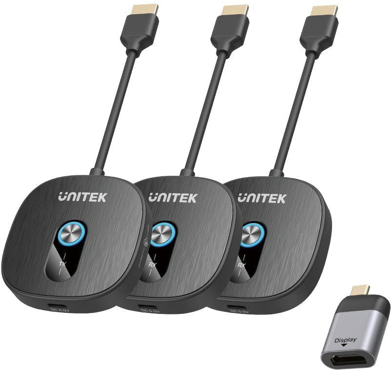 Unitek Bezprzewodowy transmiter HDMI 1080p  1 nadajnik + 2 odbiorniki  czarny