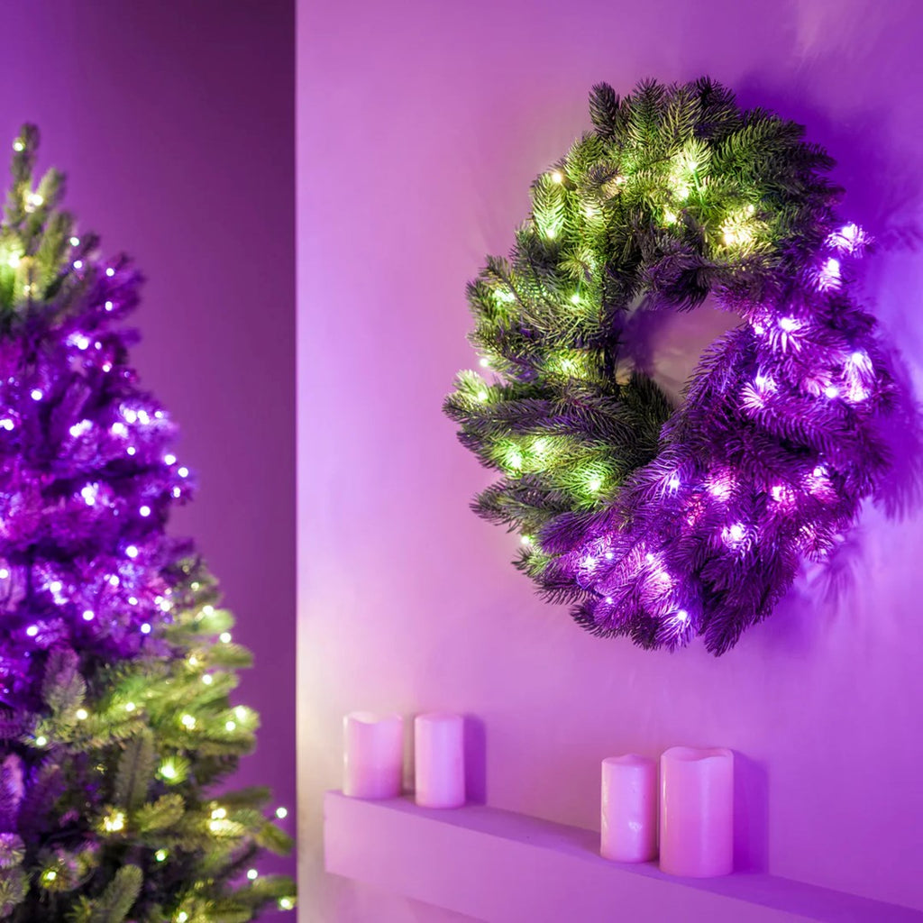 Twinkly Pre-Lit Wreath 50 RGB LED Green Wire Plug Type C