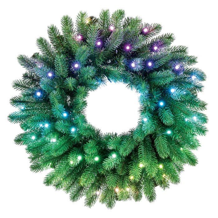 Twinkly Pre-Lit Wreath 50 RGB LED Green Wire Plug Type C