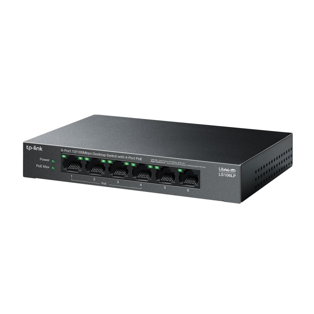 TP-Link LiteWave LS106LP Unmanaged Fast Ethernet POE Switch Black