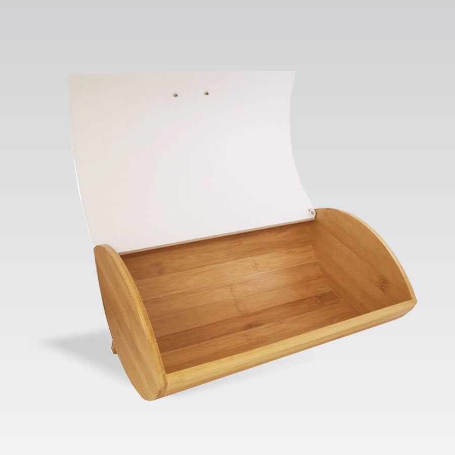 Maestro MR-1775-IVORY Bread Box Ivory Wood Bamboo Metal