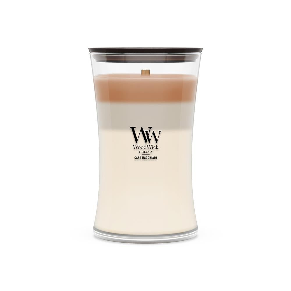 WoodWick Café Macchiato Wax Candle Cylinder, 110-120h Burn Time, White/Brown, 2674583E