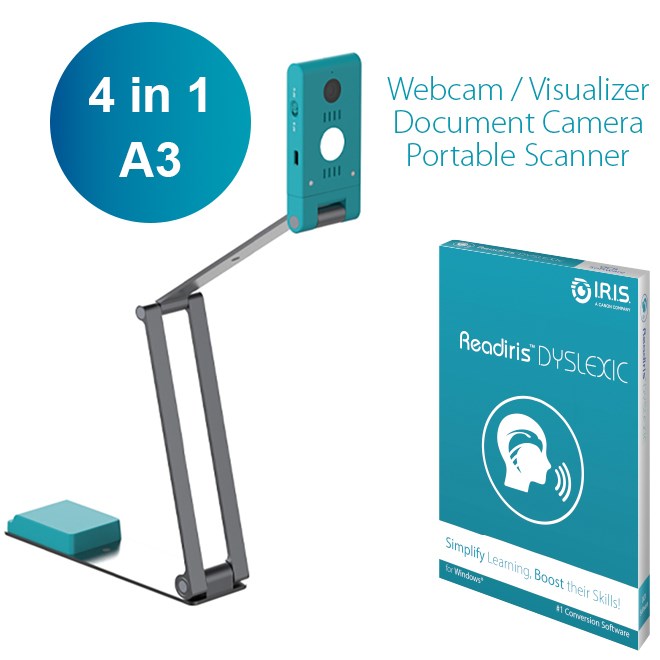 IRIS IRIScan Visualizer 7 Overhead Scanner 4160 x 3120 DPI Arctic Blue/Silver 464665
