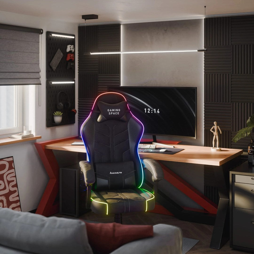 huzaro HZ-FORCE 2.7 RGB Black Gaming Chair Padded Seat USB Powered