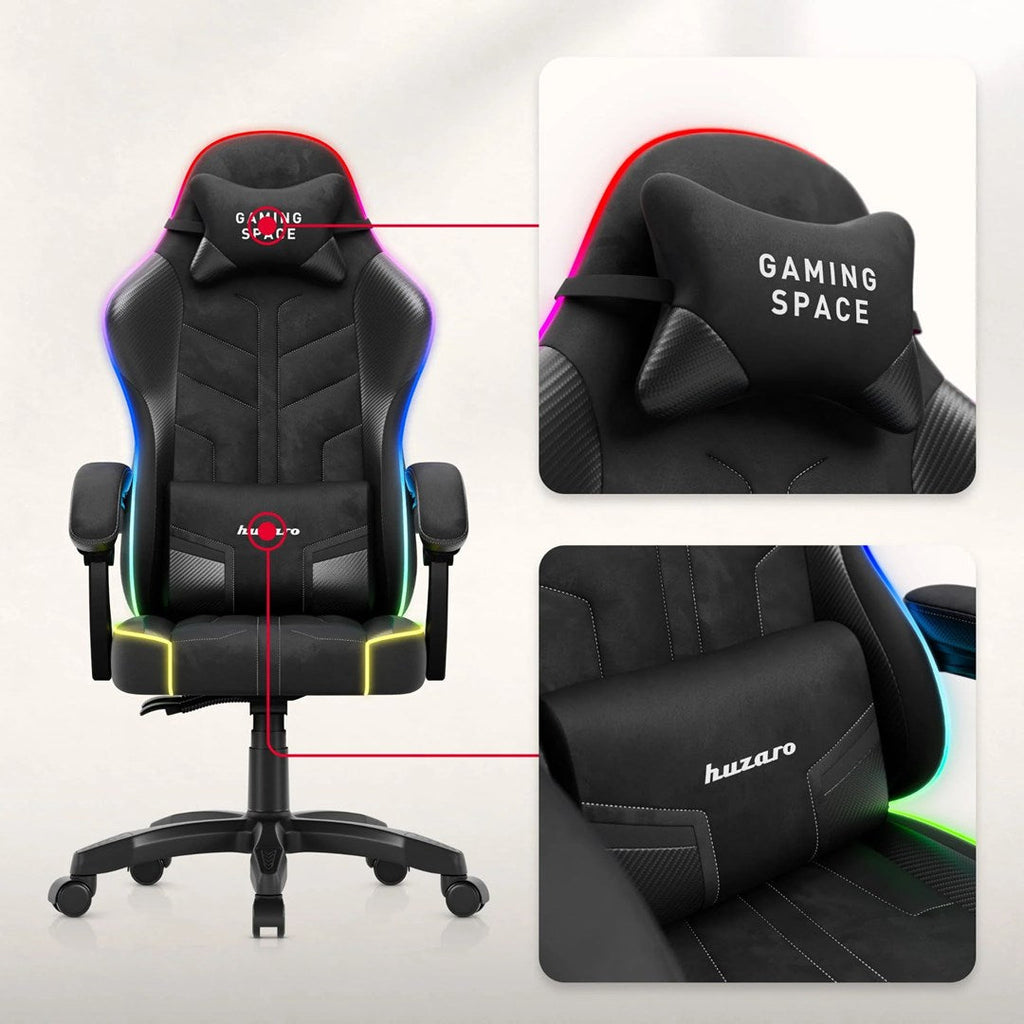 huzaro HZ-FORCE 2.7 RGB Black Gaming Chair Padded Seat USB Powered
