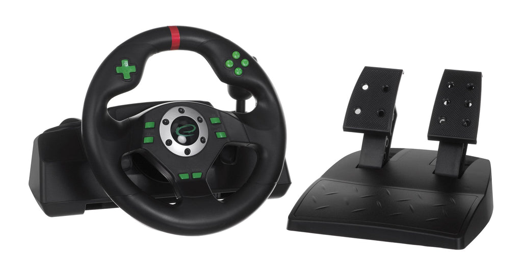 Esperanza EGW101 Gaming Controller - Steering Wheel - Black Green - for PlayStation, PlayStation 3 - Digital USB