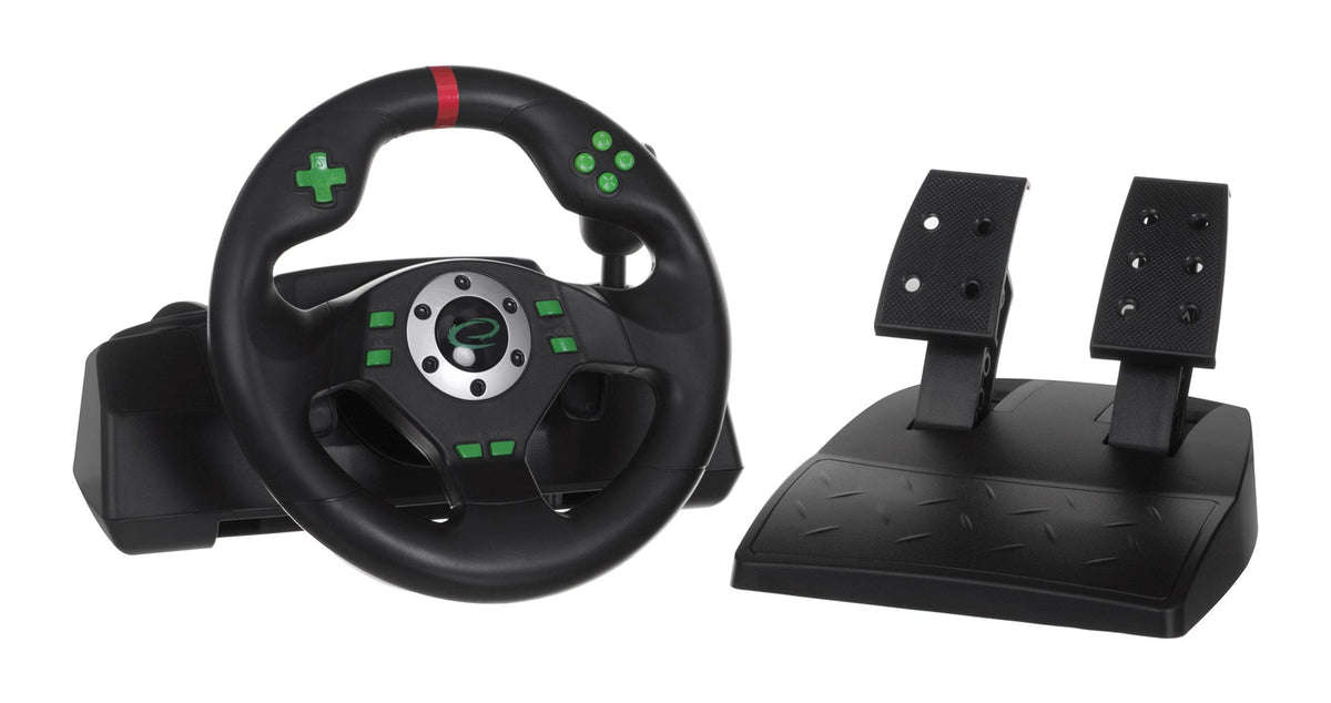 Esperanza EGW101 Gaming Controller - Steering Wheel - Black Green - for PlayStation, PlayStation 3 - Digital USB