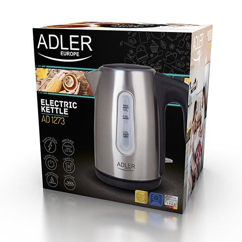 Adler Electric Kettle 1 L 1200 W Black, Hazelnut, Stainless Steel | Model: AD 1273