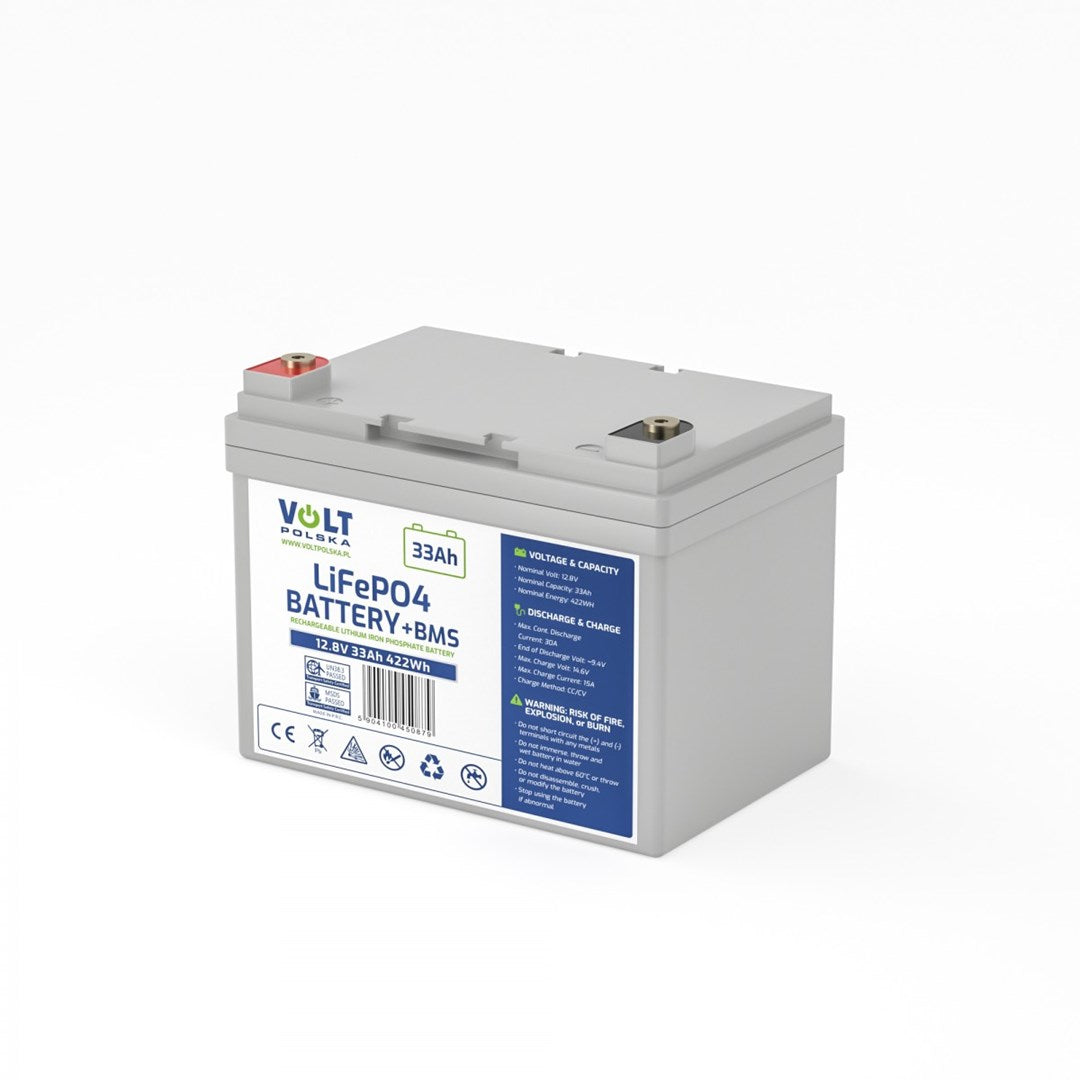 Volt Polska Lithium Iron Phosphate LiFePO4 Battery 12V 33Ah 30A