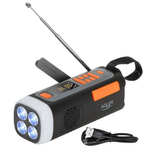 Adler AD 1920 Emergency Radio with Solar Panel and 4500 mAh Battery