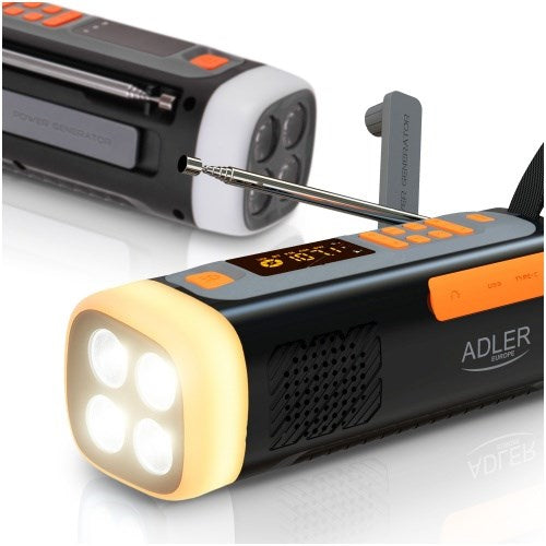 Adler AD 1920 Emergency Radio with Solar Panel and 4500 mAh Battery